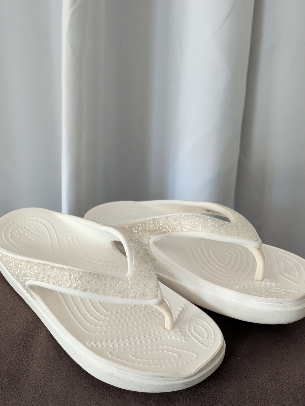 CROCS White Glitter Strap Women's Sandals